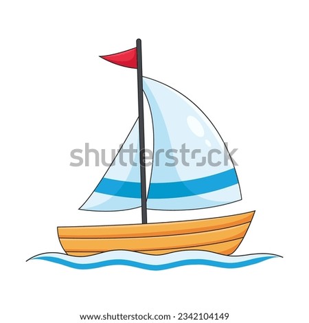 Sea vessel and boat vector. Drawing of sailing boat, ship, maritime transport isolated on white. Transportation, traveling, vacation concept