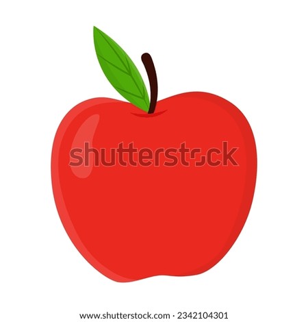 Whole ripe apple vector illustration. Cartoon drawing of healthy food or red fruit isolated on white background. Organic food, healthy eating concept