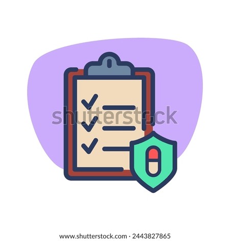 Diagnostic record thin line icon. Analysis and medical insurance concept. Medical report for insurance outline sign. Vector illustration symbol element for web design and apps