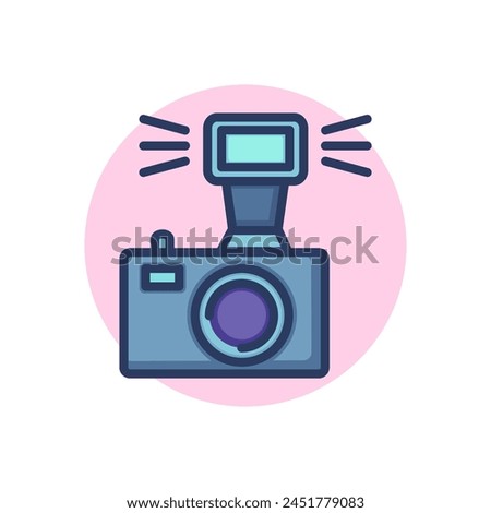 DSRL camera flash line icon. Light, analog device, sparkle outline sign. Photographer occupation, equipment concept. Vector illustration symbol element for web design and apps