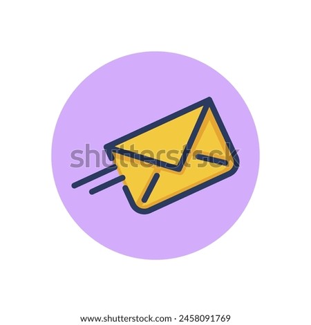Fast message line icon. Envelope in motion, mail, email outline sign. Internet, communication, express post concept. Vector illustration, symbol element for web design and apps