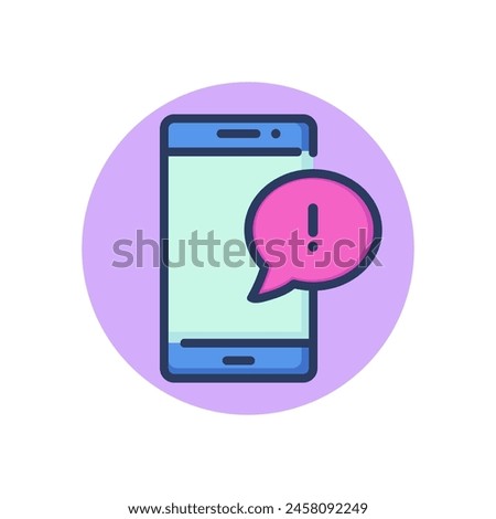 Online notification on smartphone line icon. Chat bubble, dialogue, message outline sign. Communication, internet, network concept. Vector illustration, symbol element for web design