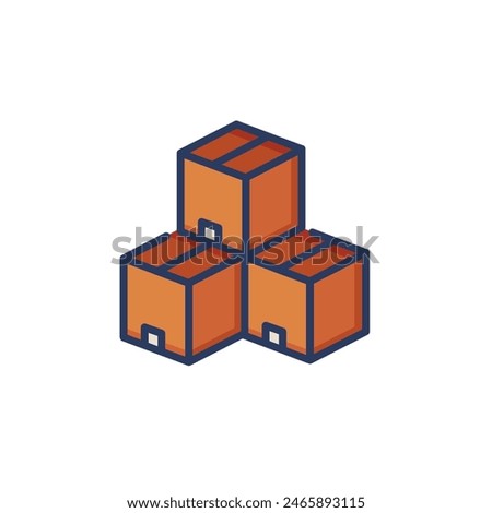 Tree cardboard boxes line icon. Cargo, parcel, export isolated outline sign. Delivery and shipping service concept. Vector illustration, symbol element for web design and apps