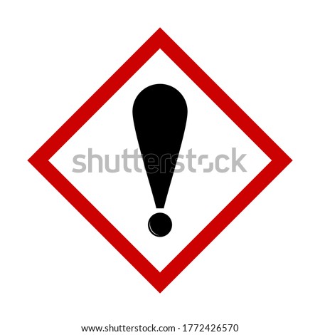 Attention Danger or Hazard Warning Sign with Exclamation Mark and Diamond Shaped Frame. Vector Image.