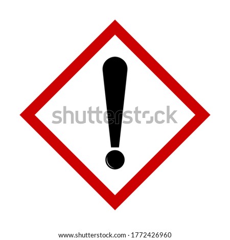 Attention Danger or Hazard Warning Sign with Exclamation Mark and Diamond Shaped Frame. Vector Image.