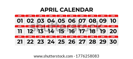 April calendar. calendar set icon with shadow