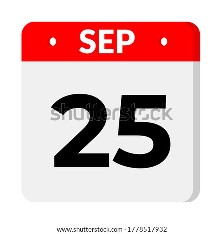 september 25 flat calendar icon with shadow