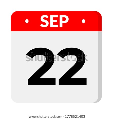 september 22 flat calendar icon with shadow