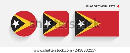 Timor Leste Flags arranged in round, square and rectangular shapes
