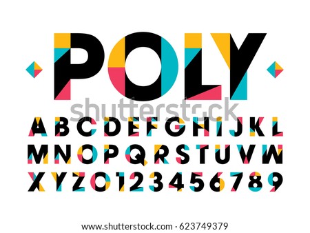 Vector of modern stylized colorful font and alphabet