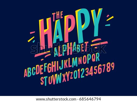 Vector of colorful stylized font and alphabet Сток-фото © 