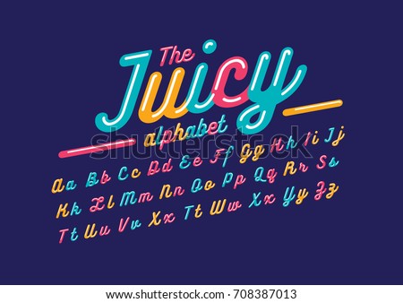 Vector of stylized juicy font and alphabet