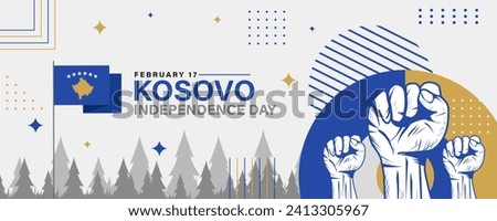 Vector illustration of Kosovo independence day celebrated every year on February 17. greeting card poster design with kosovo flag. poster banner in classic retro theme style