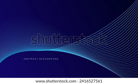 Abstract glowing wave lines on dark blue background. Dynamic wave pattern. Modern flowing wavy lines. Futuristic technology concept. Suit for banner, poster, cover, brochure, flyer, website