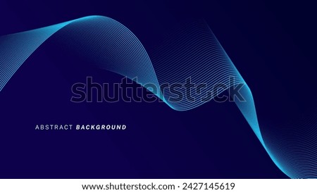 Abstract glowing wave lines on dark blue background. Dynamic wave pattern. Modern flowing wavy lines. Futuristic technology concept.