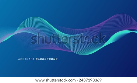 Abstract glowing wave lines on dark blue background. Dynamic wave pattern. Modern flowing wavy lines. Futuristic technology concept. Suit for banner, poster, cover, brochure, flyer, website