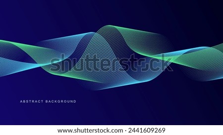 Abstract glowing wave lines on dark blue background. Dynamic wave pattern. Modern flowing wavy lines. Futuristic technology concept. Suit for banner, poster, cover, brochure, flyer, website