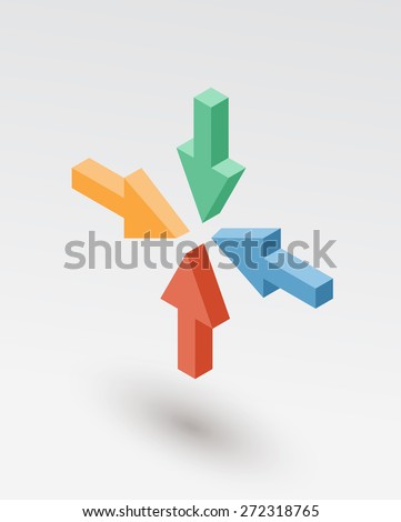 Set of isometric arrows. Vector 3d object for presentation, banner, report design.