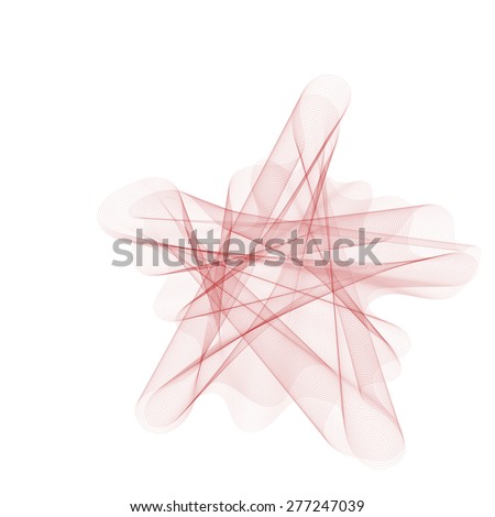 Abstract red wave element in the shape of star. Isolated curly component for background of your design
