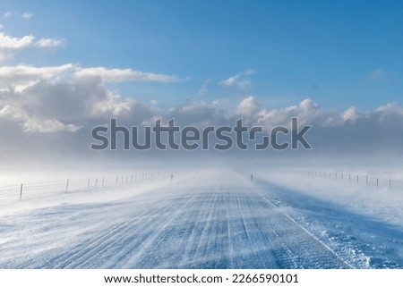 Similar – Image, Stock Photo slippery snow covered road in a forest area