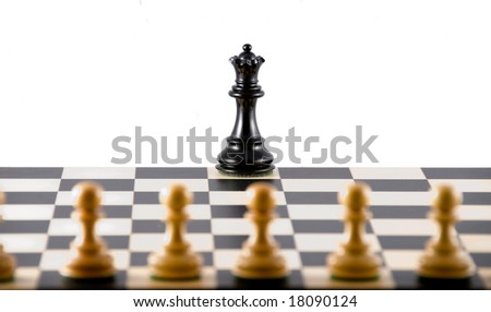black queen against pawns. Focus on queen