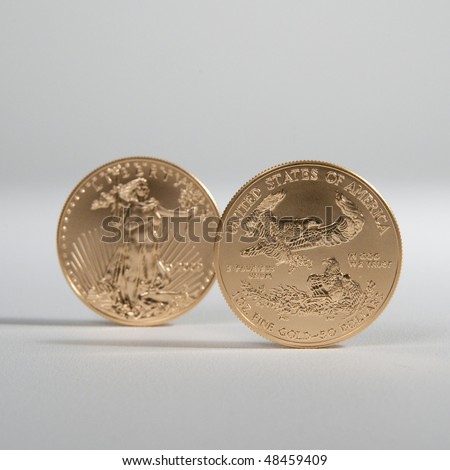Golden eagle gold bullion. Focus on reverse side of the coin