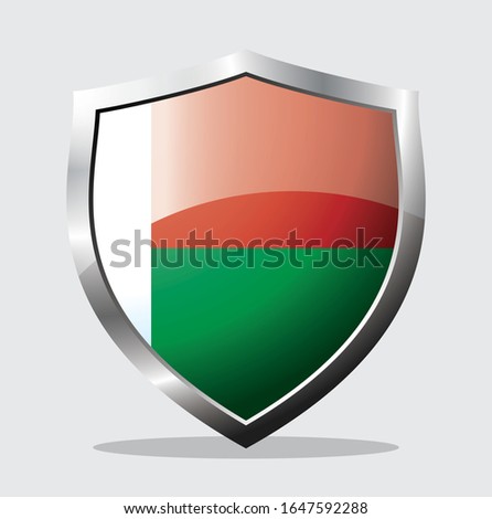 
Madagascar flag state shield icon with a white background