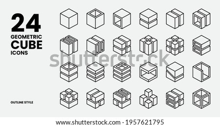 Geometric Cube Icons Collection In Outline Style