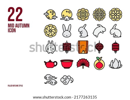 Mid Autumn Icon In Filled Outline Style 512 x 512 pixel.