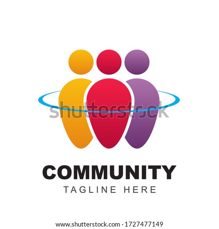 Community logo icon design with colorful people shapes. Symbol of teamwork, together, and group human concept vector illustration can use for company branding, discussion forum, social network, team