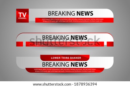 Set collection vector of Broadcast News Lower Thirds Template layout design banner for bar Headline news title, sport game in Television, Video and Media Channel