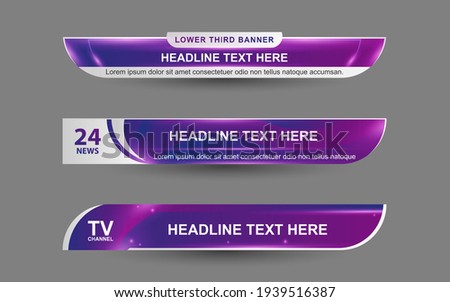 Set collection vector of Broadcast News Lower Thirds Template layout design banner for bar Headline news title, sport game in Television, Video and Media Channel Foto d'archivio © 
