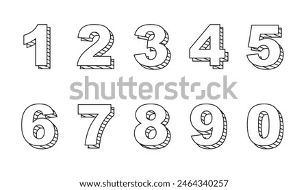 1 to 10 3d number vector icon isolated on white background, 3d mathematical number and symbols