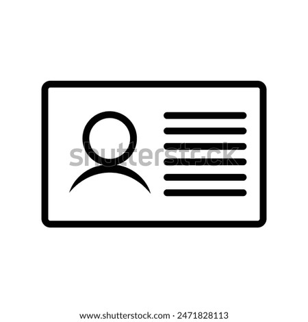 Id card outline icon, ID card icon. passport. driver license, staff identification card symbol for website