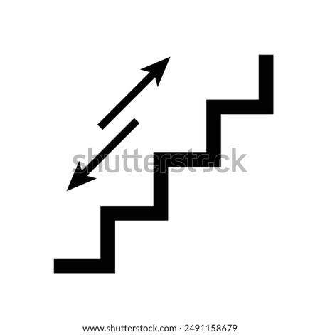 Stairs and two-way arrow icons. stairs icon vector design template. up or down walkway ladder symbol sign