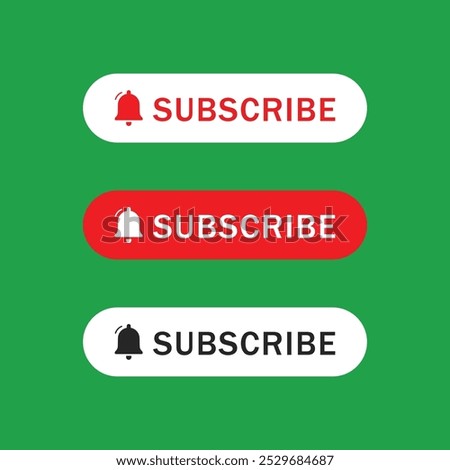 Subscribe now button design. subscribe and follow me button. button with bell. subscribe button set icon. vector icon