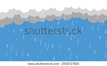 Cloud and rain, rainy season, monsoon season, weather nature. illustration of heavy rain. vector illustration