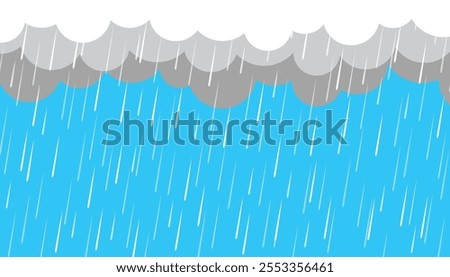 White cloud and rain. rainy season. monsoon season. weather nature. illustration of heavy rain. blue sky. vector illustration