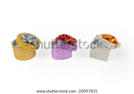 three present boxes isolated on white background. FIND MORE present boxes in my portfolio