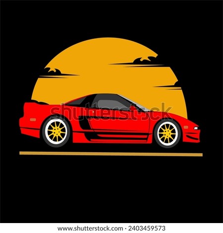 nsx car vector with sunset view