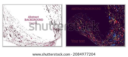 Multicolored paint splashes, smears, dust particles and debris are carried by the wind. A set of two templates. Design template for the design of banners, posters, booklets, covers, magazines. EPS 10