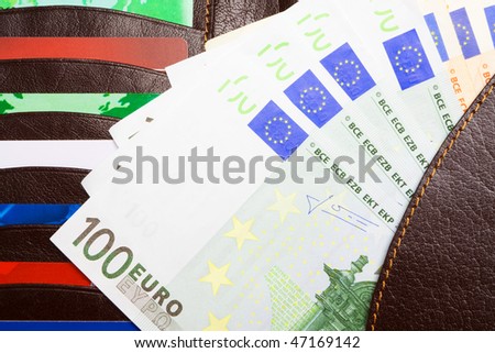 Open purse with money background