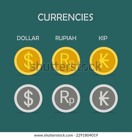 Set of currency icons and symbols