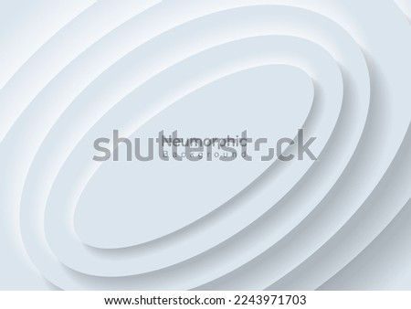 Neumorphic Backgrounds and Backdrops white tone oval pattern Layered, minimal style background, technology illustration, modern and business, template and banner composition for products.