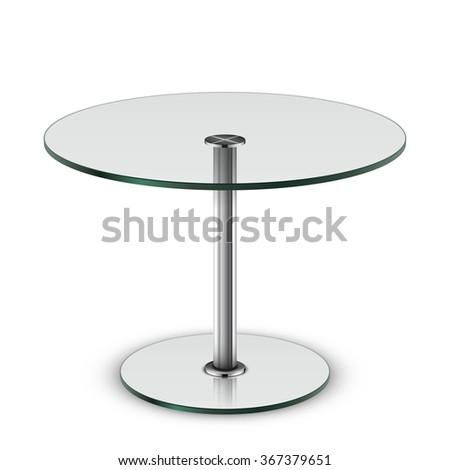 modern glass round table isolated on white background
