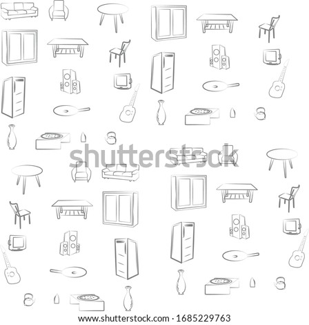 Set, chalk out, stripes, collection, kik, picture, pencil, sketch, outline, soda, cartoon, french fries, fast, eat, unhealthy, pop, steak, burger , Hot, beverage, snack, menu, food, hand, chip, drawin