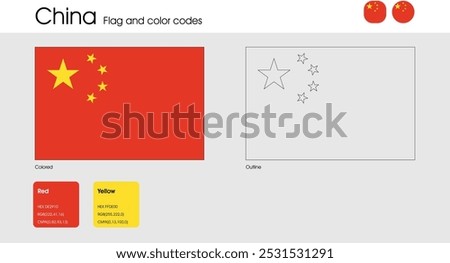 China Flag version of colored, outline and icons