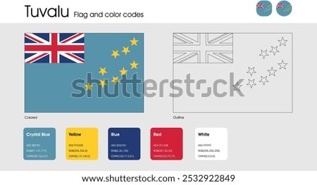 Tuvalu Flag version of colored, outline and icons