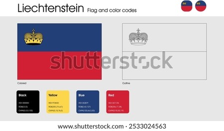 Liechtenstein Flag version of colored, outline and icons