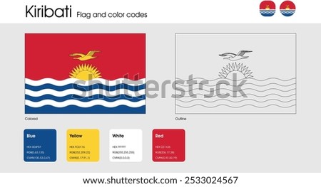 Kiribati Flag version of colored, outline and icons